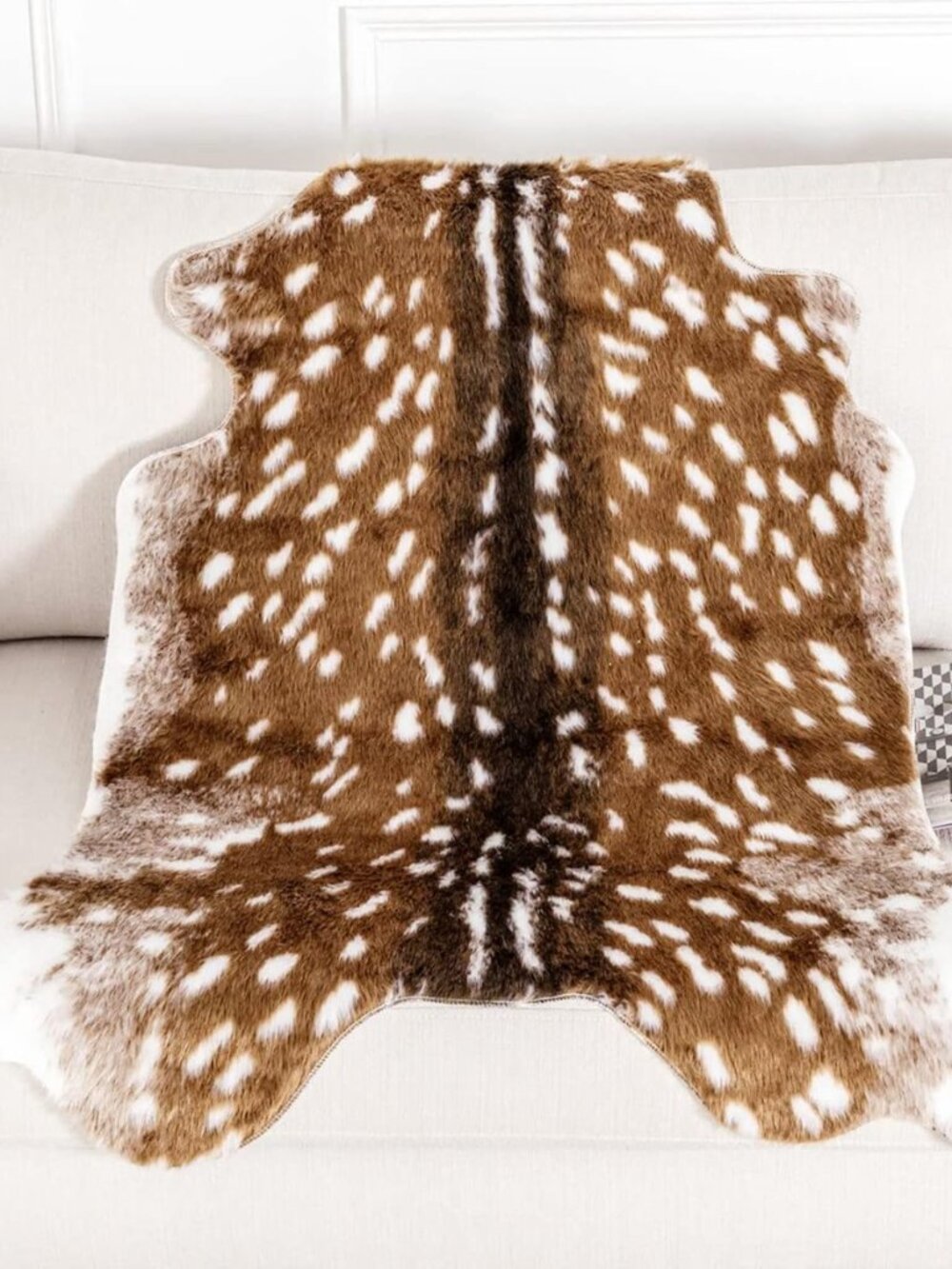 Deer Rug | Deer Print Faux Cowhide Area Rug - Sika Deer Animal Skin Mat for